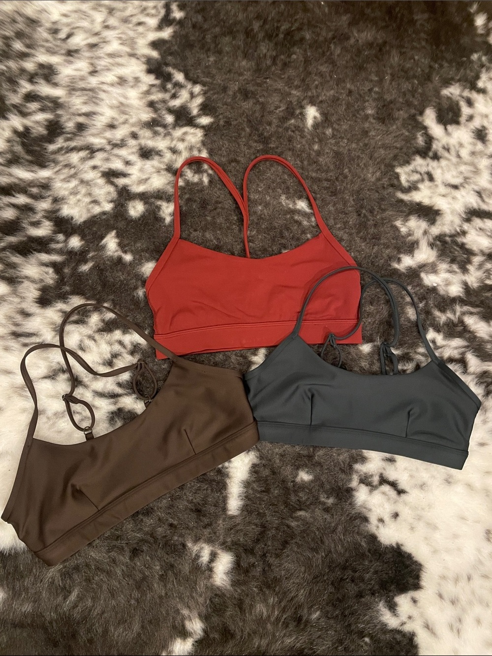 ALO Yoga Trio Bralettes - Rust, Chocolate, Slate
